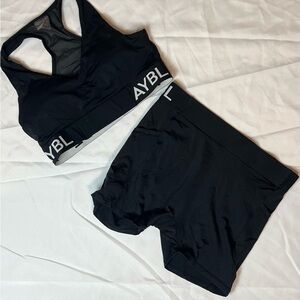Aybl Black Sports Bra and Shorts Set
